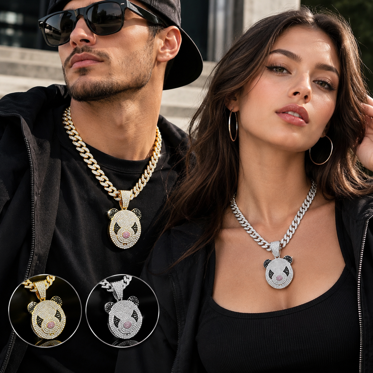 🐼💎Cool Hip-Hop Fully Iced-Out Panda Pendant Necklace