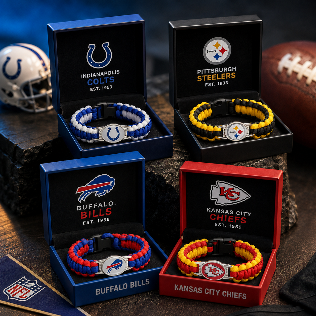 🏈 NFL Team Paracord Bracelet – Adjustable Sports Fan Gift with Team Logo📿🍀