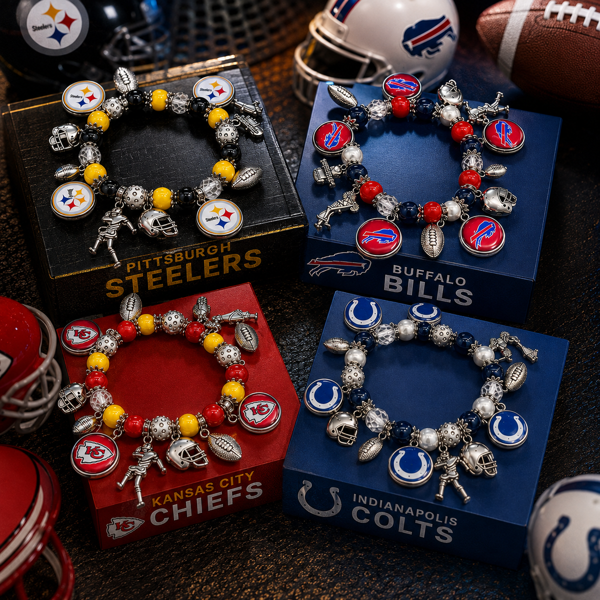 🏈 Designed for 32 NFL teams — Team-themed beaded bracelets 📿🍀