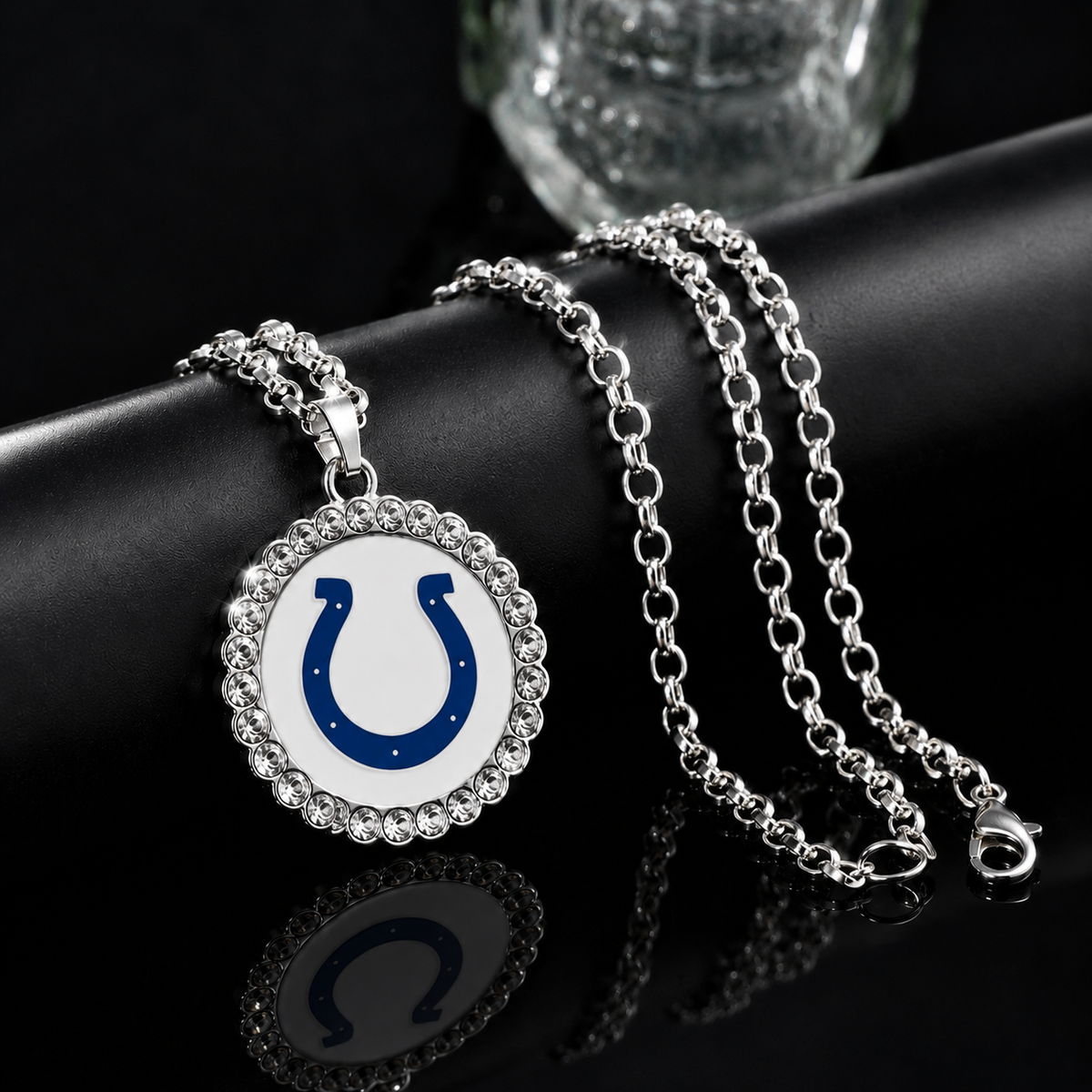 🏈NFL 32-Team Round Rhinestone-Accented Time Gem Necklace📿🍀