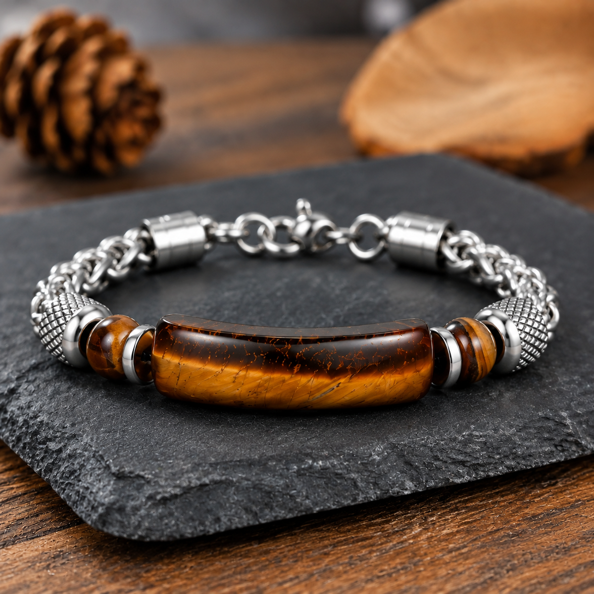 Vintage-style turquoise bracelet—titanium steel wrist accessory📿🍀