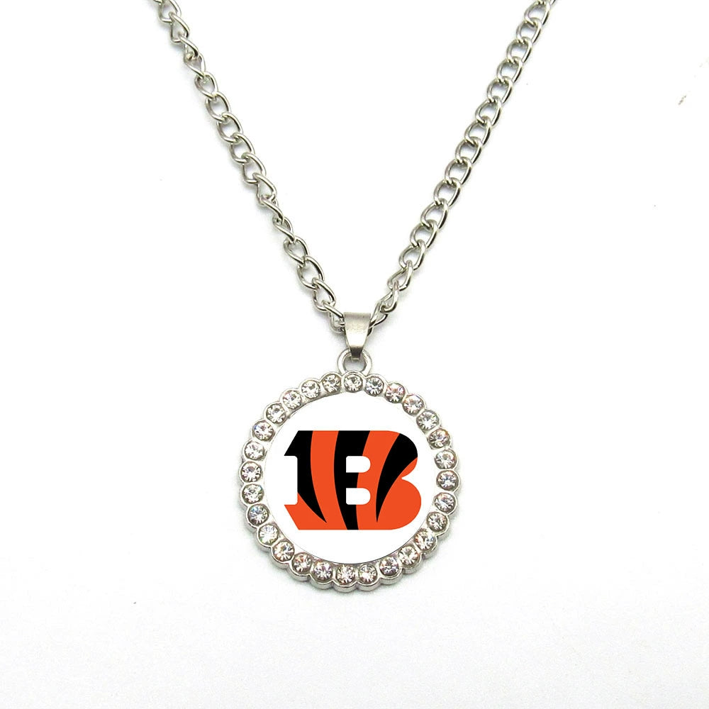 🏈NFL 32-Team Round Rhinestone-Accented Time Gem Necklace📿🍀