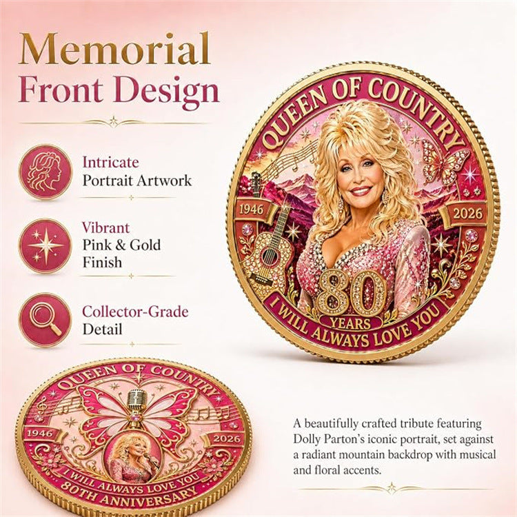 🎵 Dolly Parton Memorial Silver Coin 1946–2026 — Queen of Country Music Commemorative Collector Coin