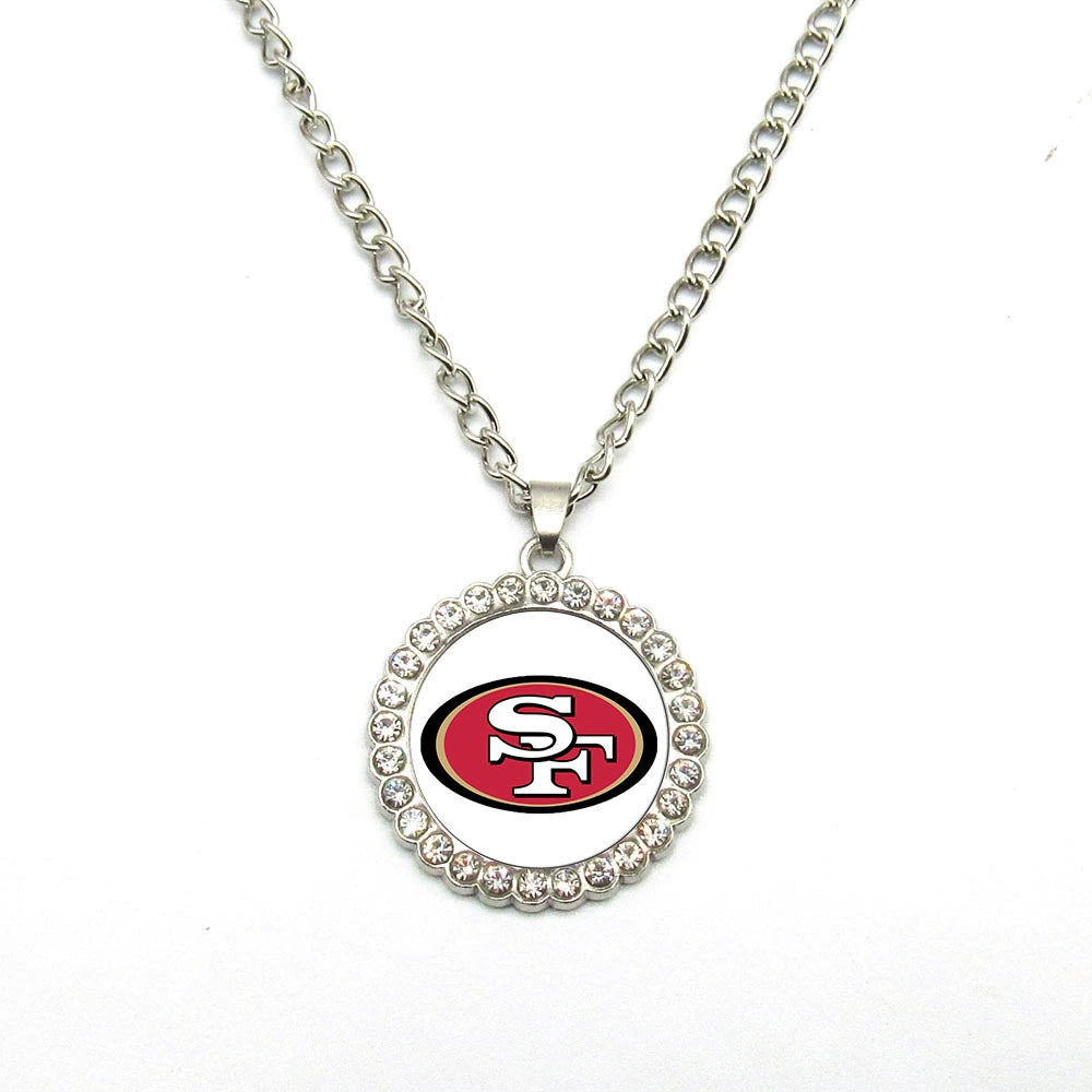 🏈NFL 32-Team Round Rhinestone-Accented Time Gem Necklace📿🍀