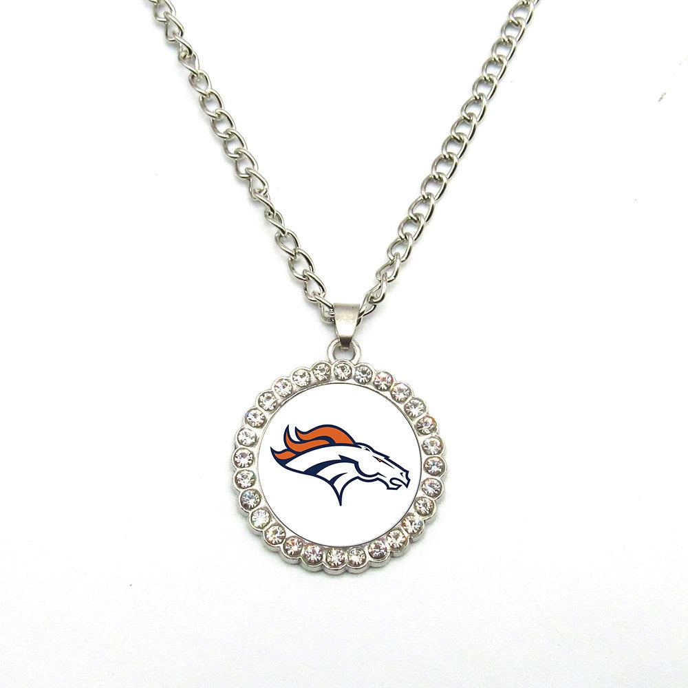 🏈NFL 32-Team Round Rhinestone-Accented Time Gem Necklace📿🍀