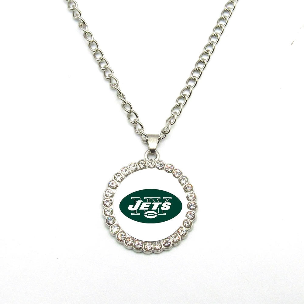 🏈NFL 32-Team Round Rhinestone-Accented Time Gem Necklace📿🍀