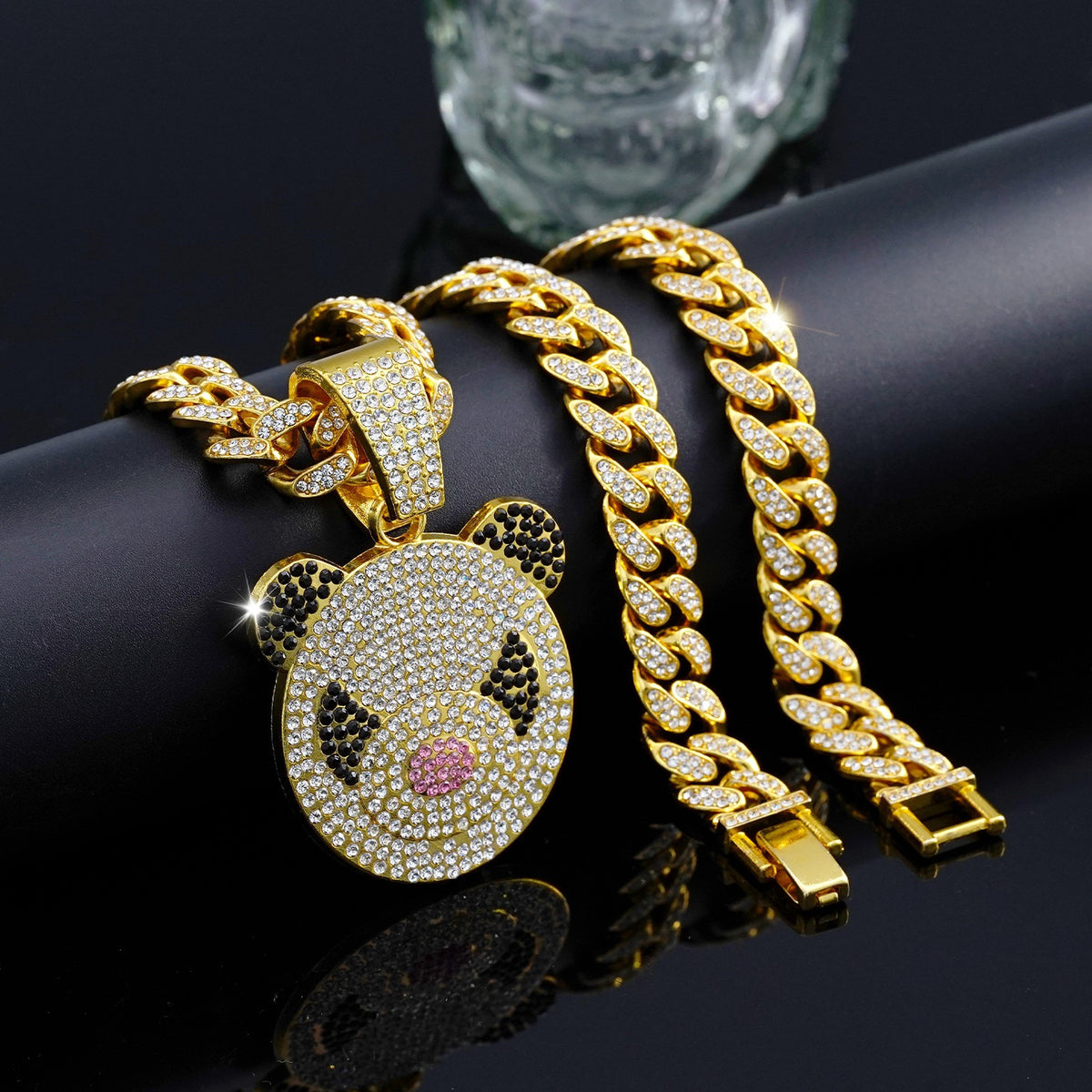 🐼💎Cool Hip-Hop Fully Iced-Out Panda Pendant Necklace