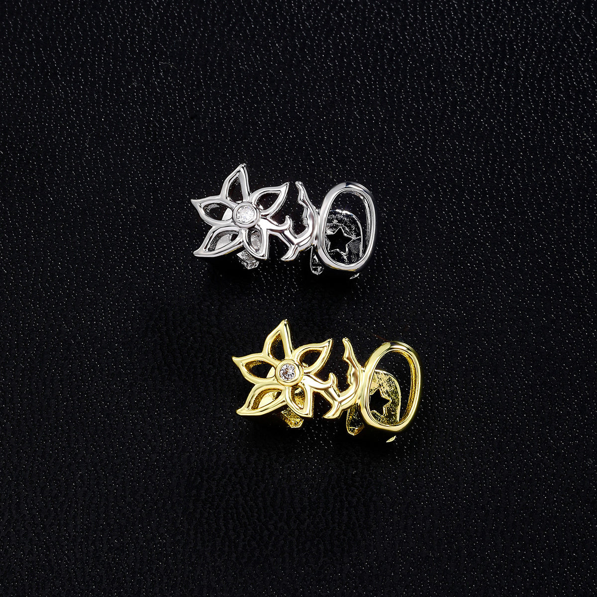 🦷💎🦷Unique Fashion Floral Cutout Double-Tooth Grillz Design