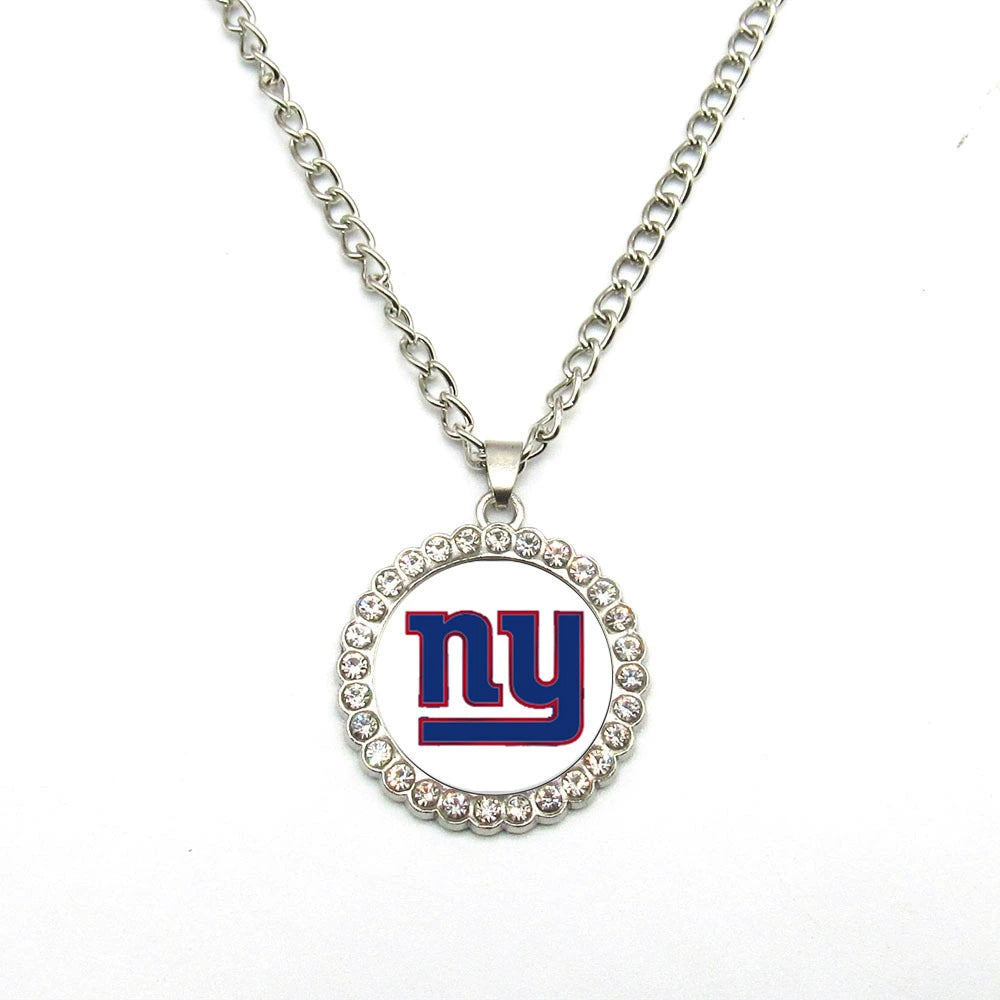 🏈NFL 32-Team Round Rhinestone-Accented Time Gem Necklace📿🍀