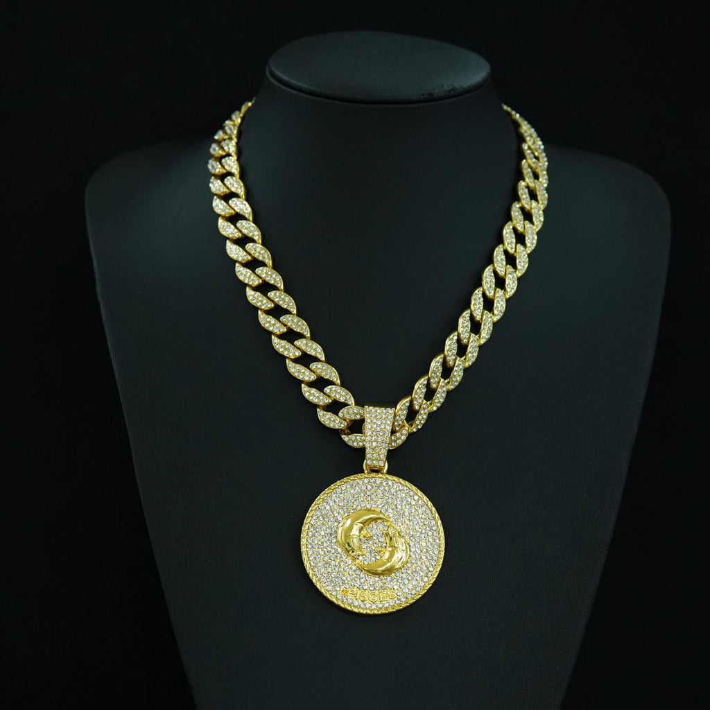 Zodiac Sign Cuban Chain Necklace – Exquisite, Stylish Gold-Plated Pendant📿🍀