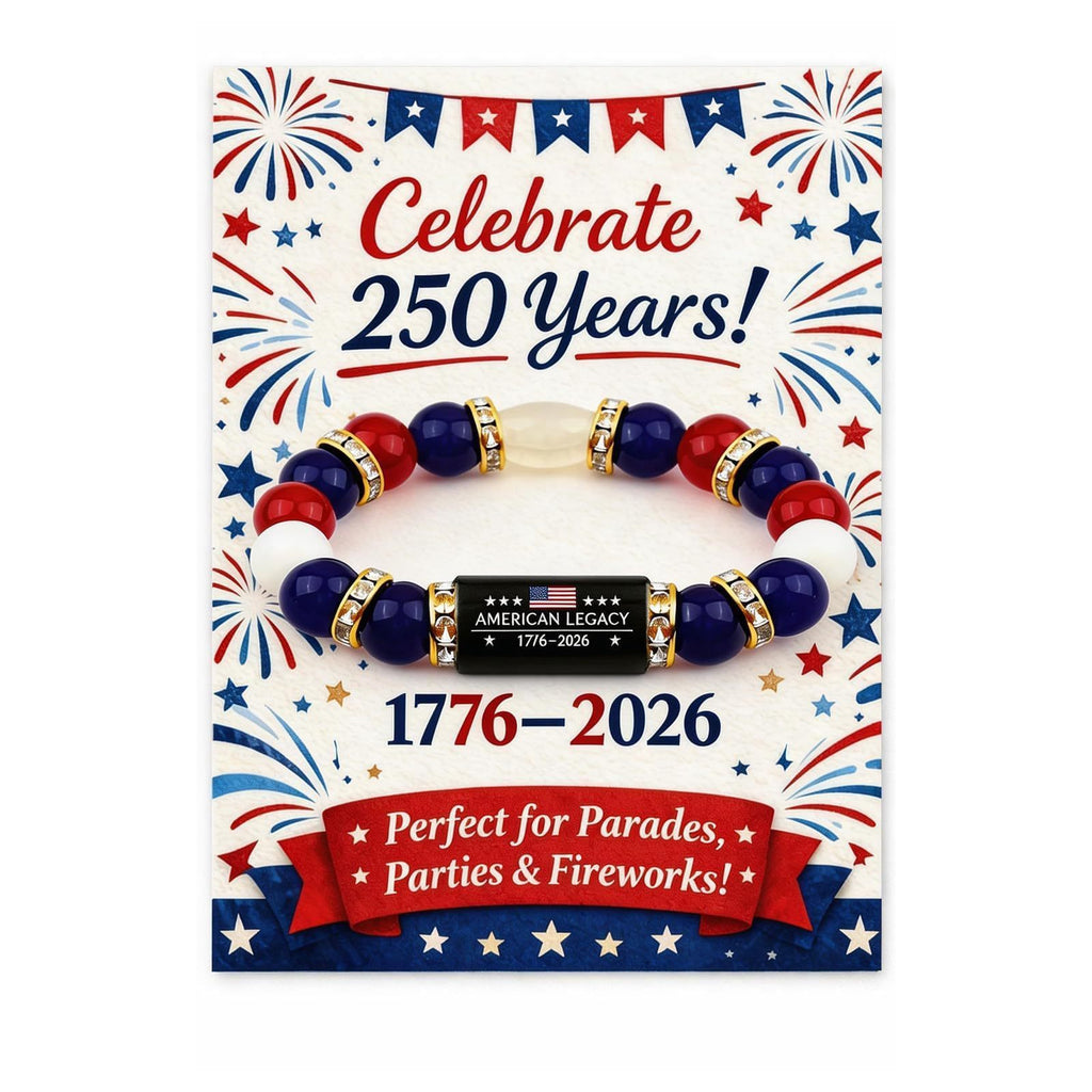🦅USA commemorative bracelet (set with red, white, and blue gemstones)📿🍀