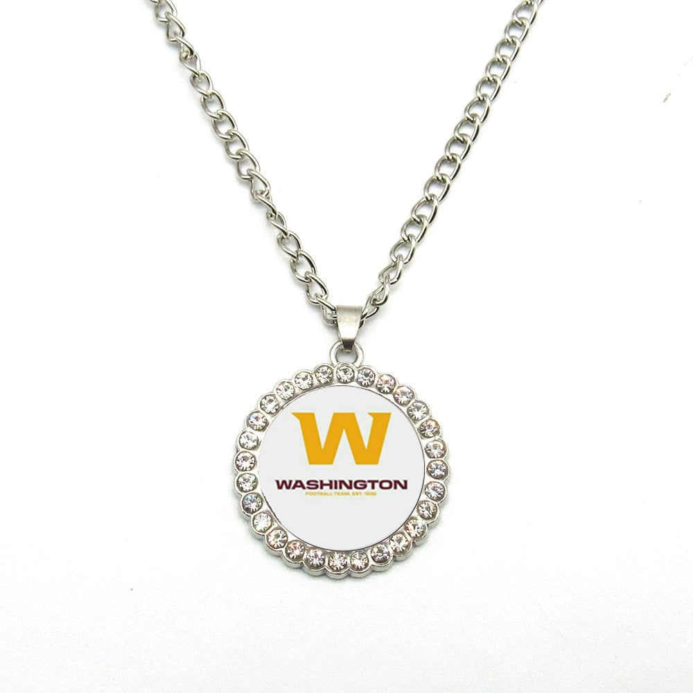🏈NFL 32-Team Round Rhinestone-Accented Time Gem Necklace📿🍀