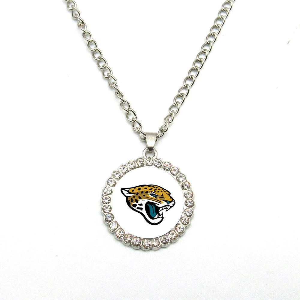 🏈NFL 32-Team Round Rhinestone-Accented Time Gem Necklace📿🍀