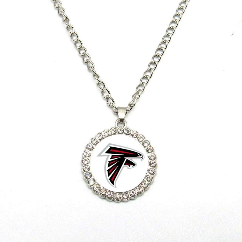 🏈NFL 32-Team Round Rhinestone-Accented Time Gem Necklace📿🍀