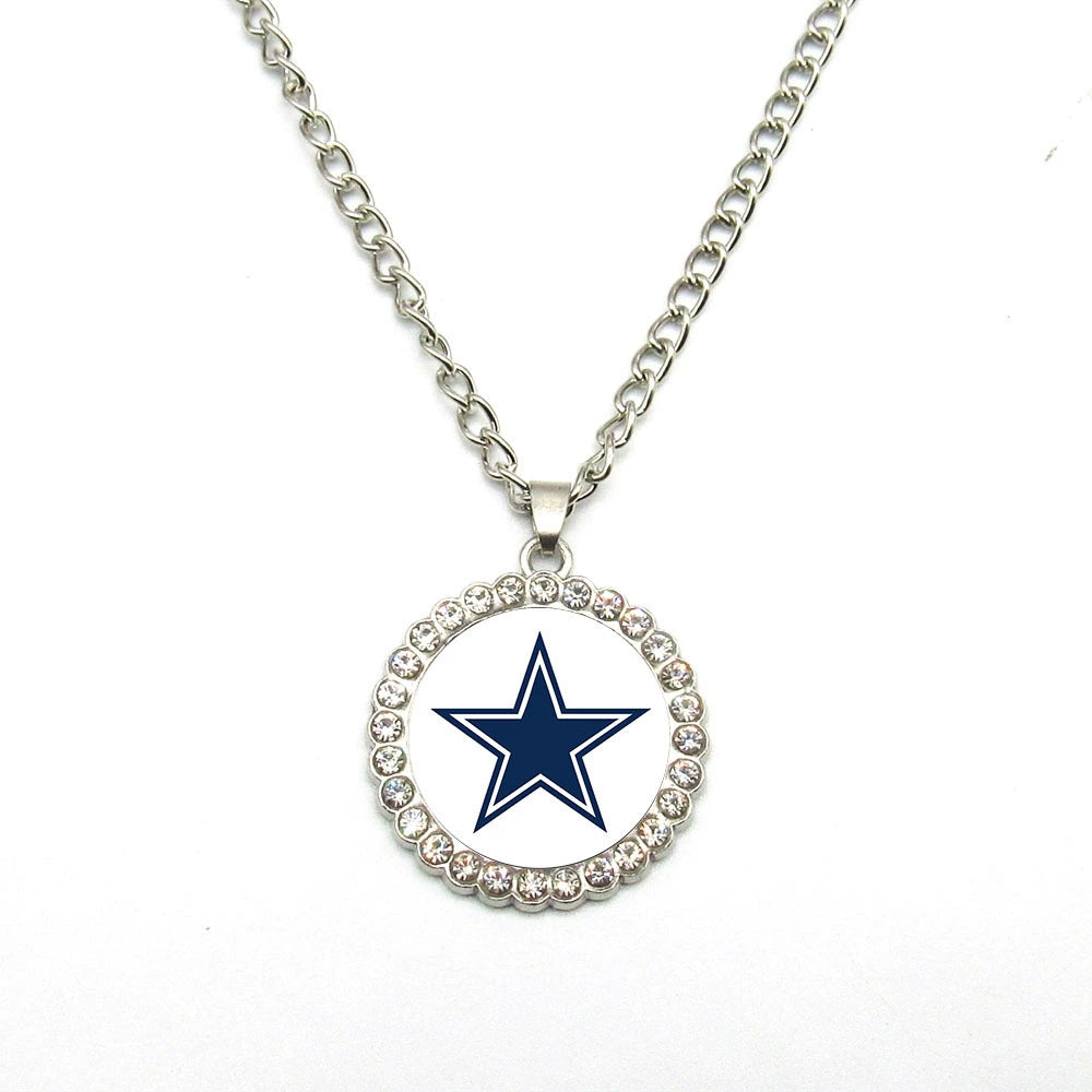 🏈NFL 32-Team Round Rhinestone-Accented Time Gem Necklace📿🍀