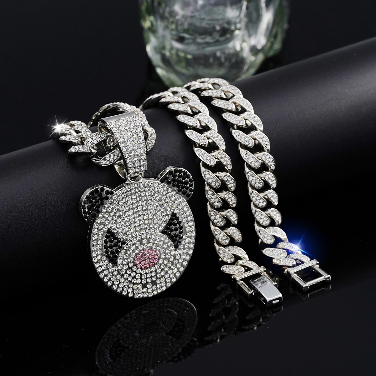 🐼💎Cool Hip-Hop Fully Iced-Out Panda Pendant Necklace