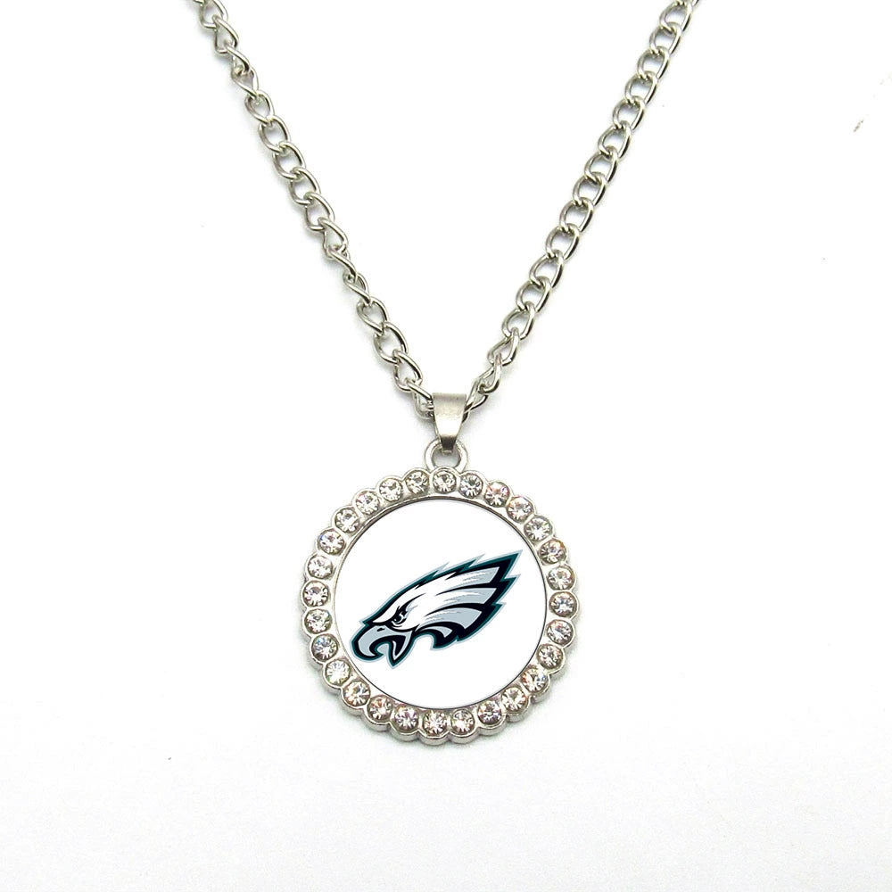 🏈NFL 32-Team Round Rhinestone-Accented Time Gem Necklace📿🍀