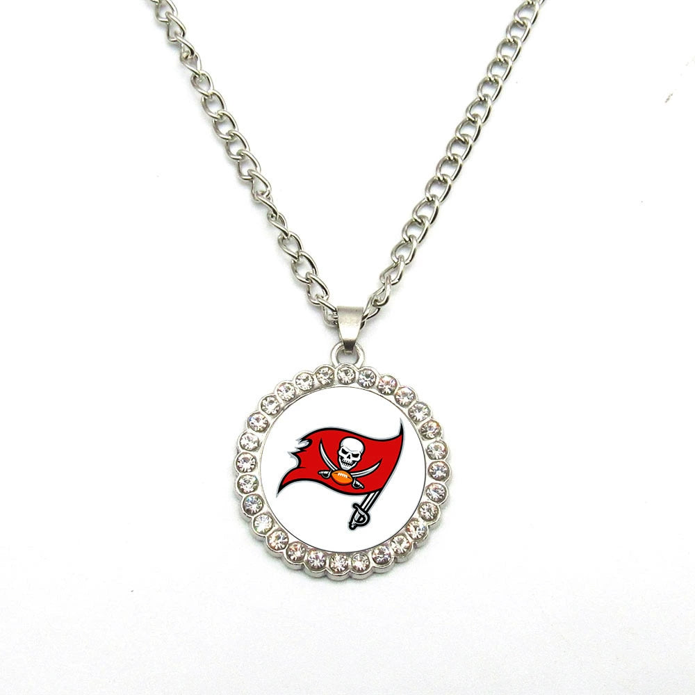 🏈NFL 32-Team Round Rhinestone-Accented Time Gem Necklace📿🍀