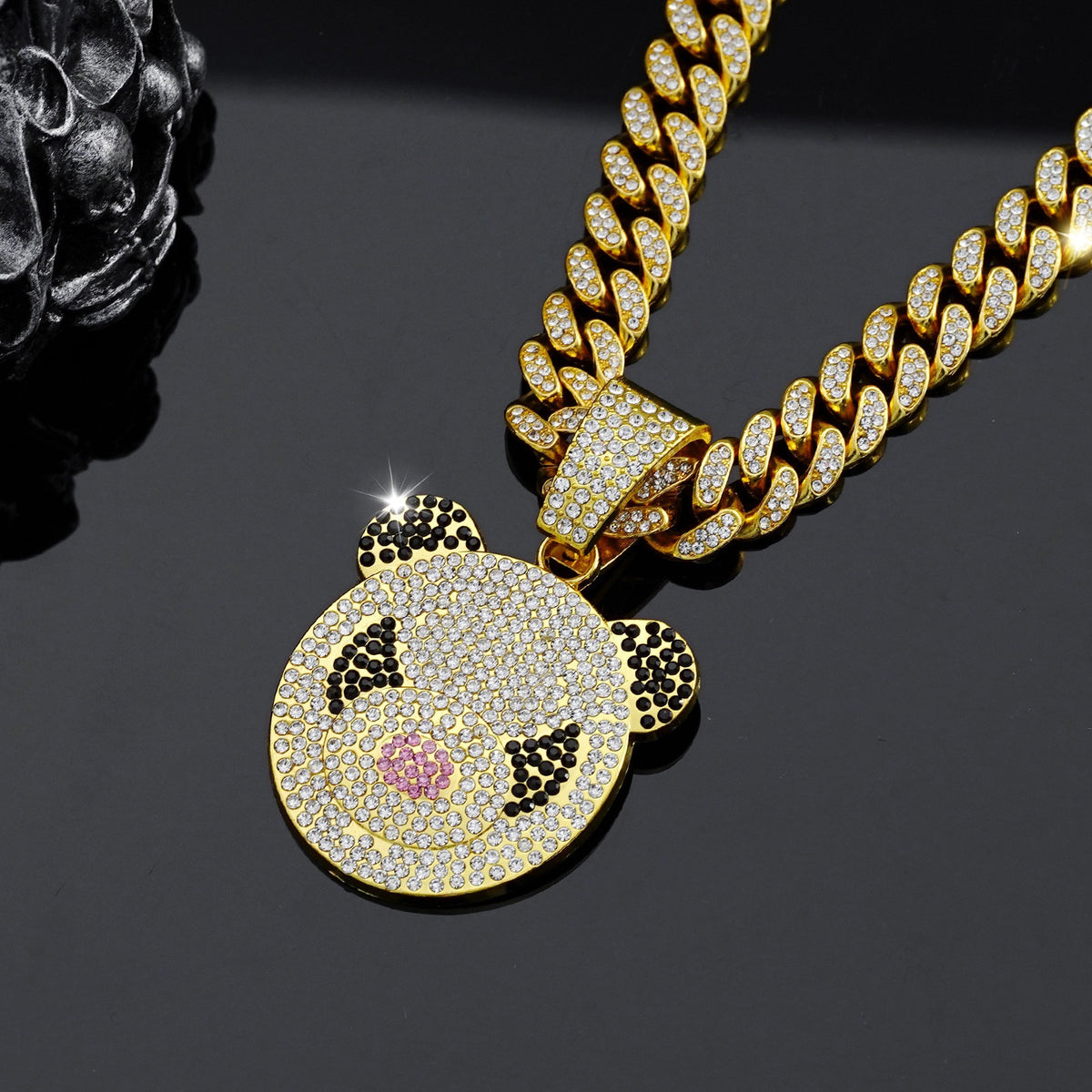🐼💎Cool Hip-Hop Fully Iced-Out Panda Pendant Necklace