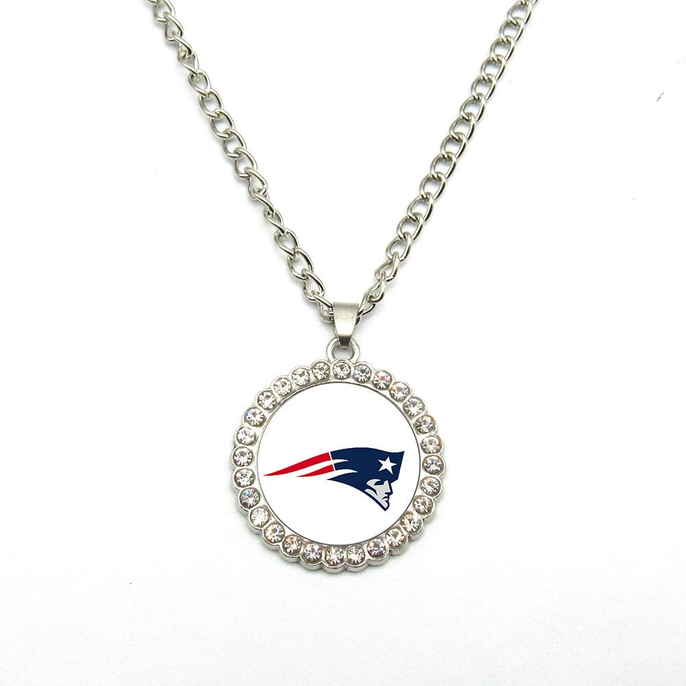🏈NFL 32-Team Round Rhinestone-Accented Time Gem Necklace📿🍀