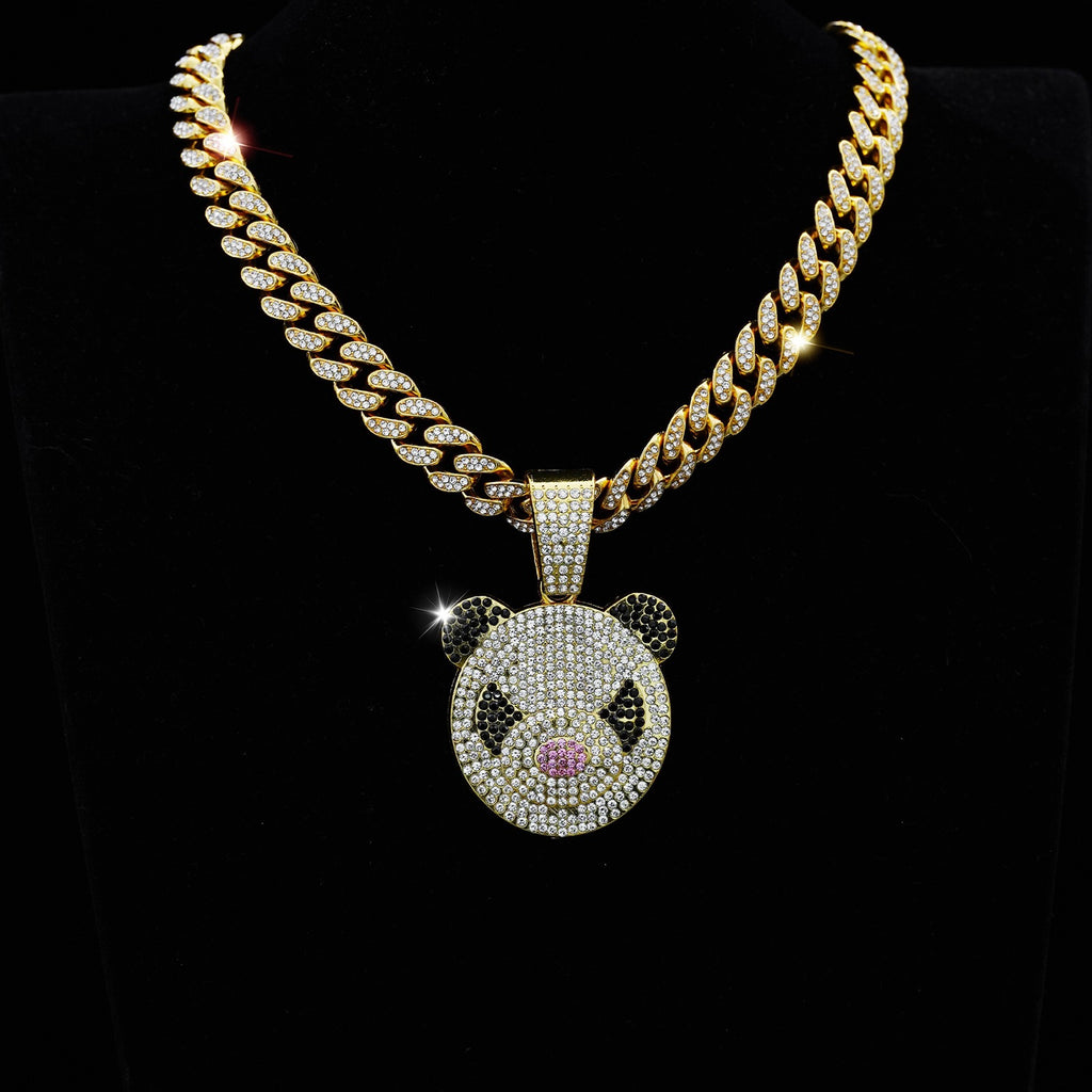 🐼💎Cool Hip-Hop Fully Iced-Out Panda Pendant Necklace