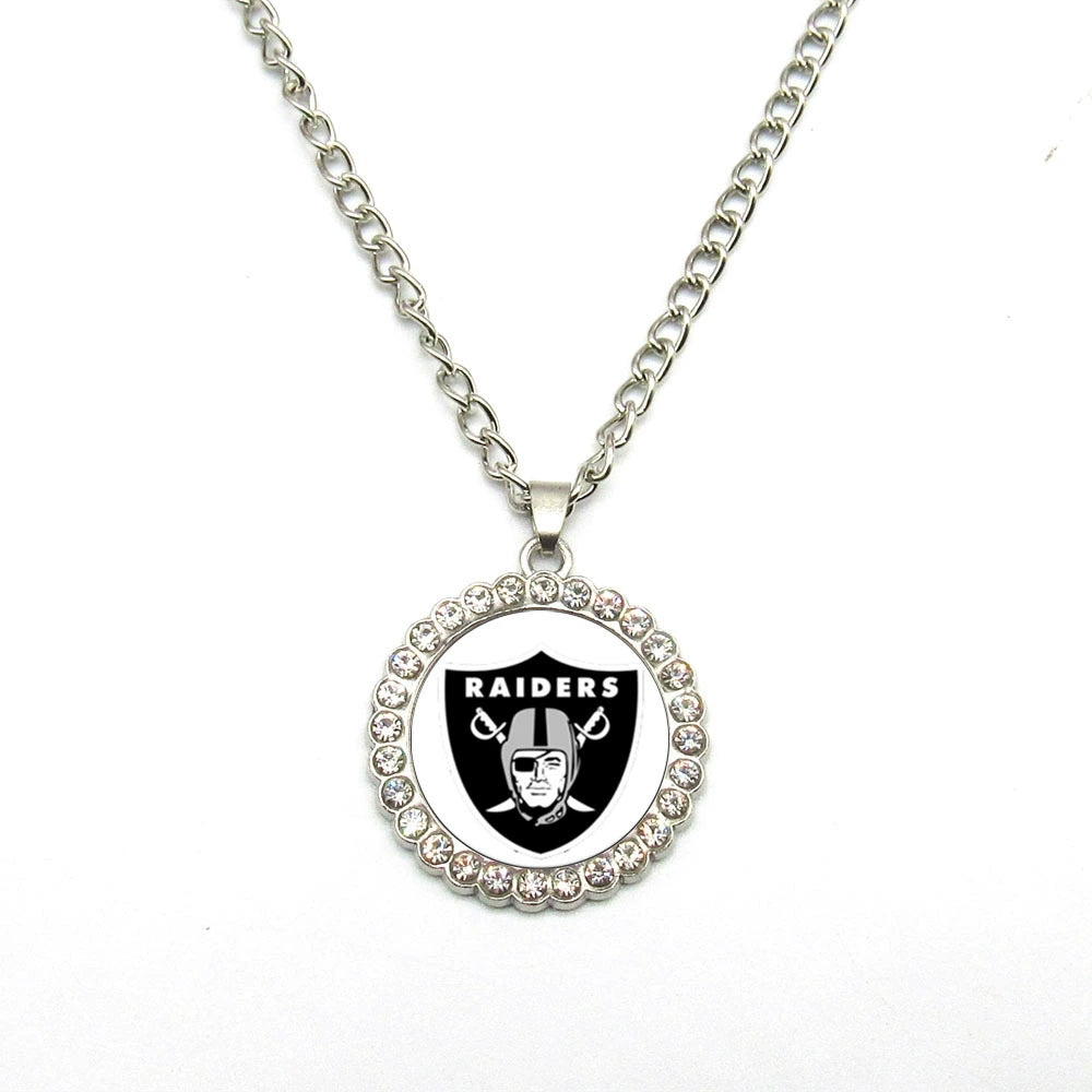🏈NFL 32-Team Round Rhinestone-Accented Time Gem Necklace📿🍀