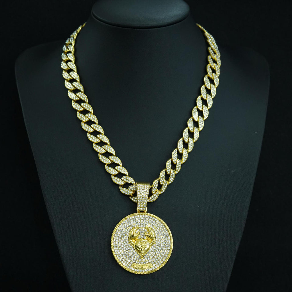 Zodiac Sign Cuban Chain Necklace – Exquisite, Stylish Gold-Plated Pendant📿🍀