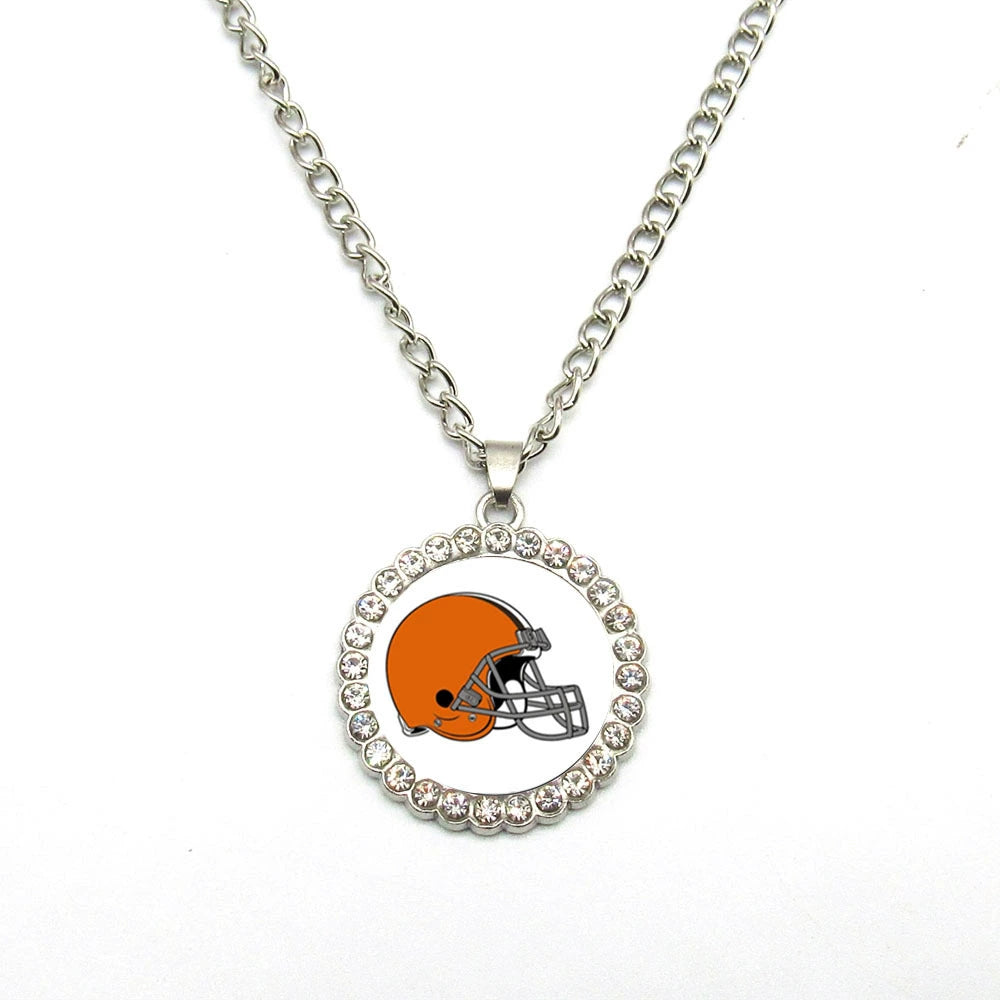 🏈NFL 32-Team Round Rhinestone-Accented Time Gem Necklace📿🍀