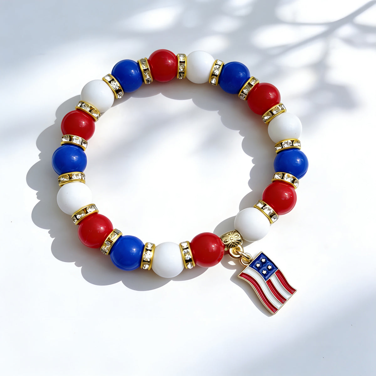🦅USA commemorative bracelet (set with red, white, and blue gemstones)📿🍀