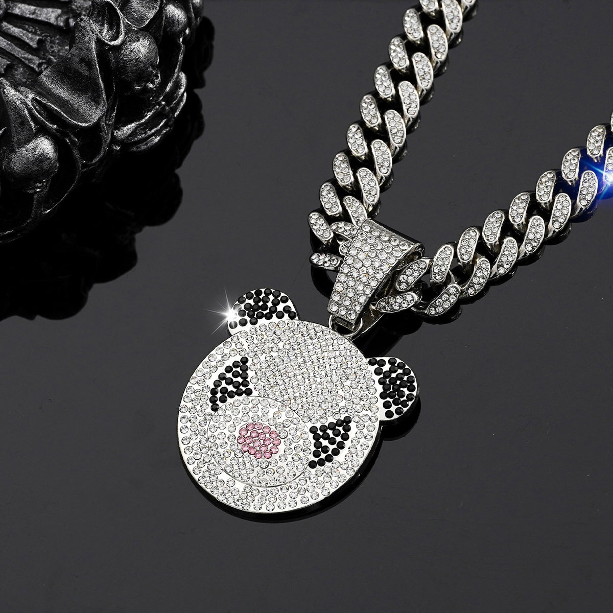 🐼💎Cool Hip-Hop Fully Iced-Out Panda Pendant Necklace