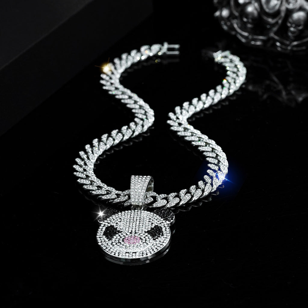 🐼💎Cool Hip-Hop Fully Iced-Out Panda Pendant Necklace