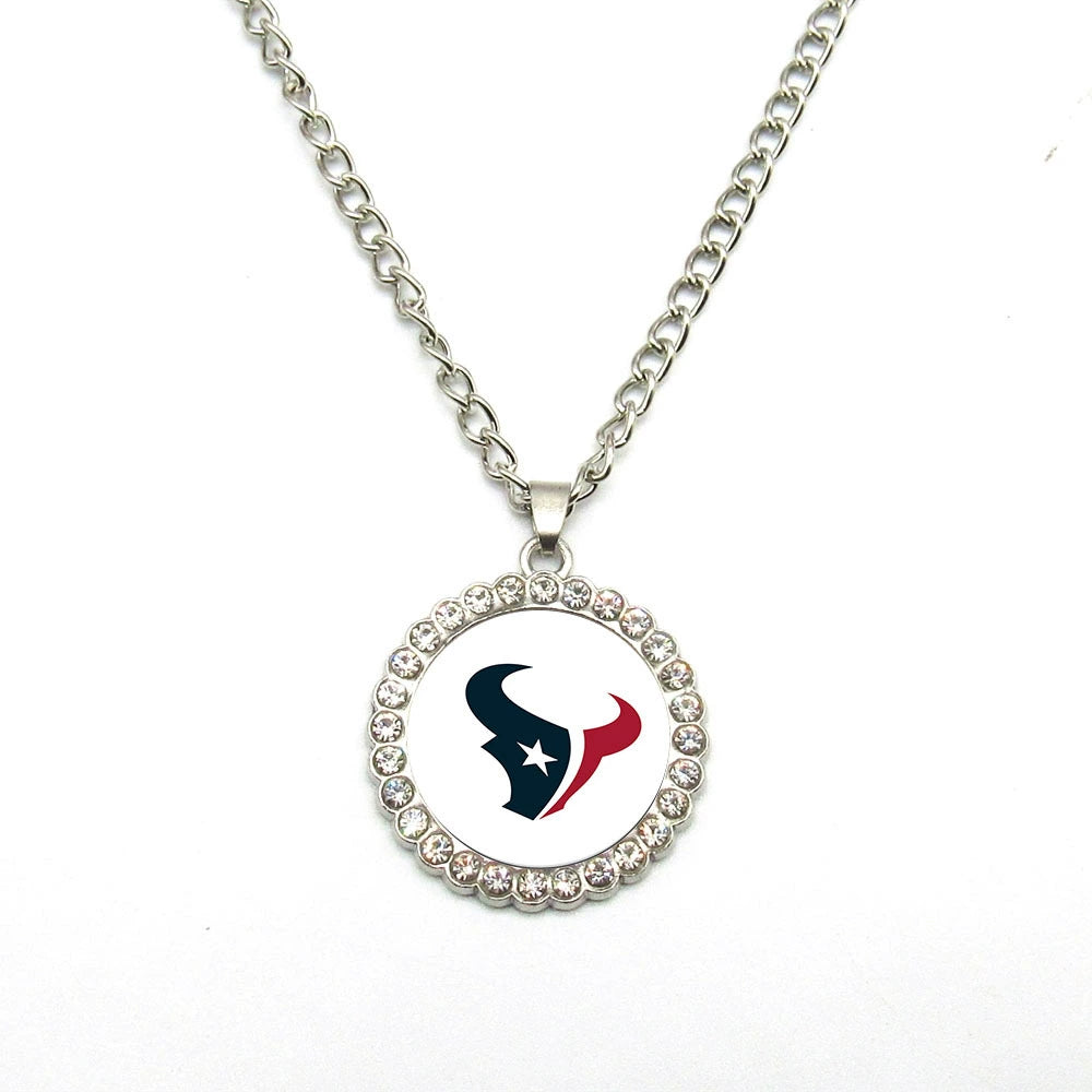 🏈NFL 32-Team Round Rhinestone-Accented Time Gem Necklace📿🍀