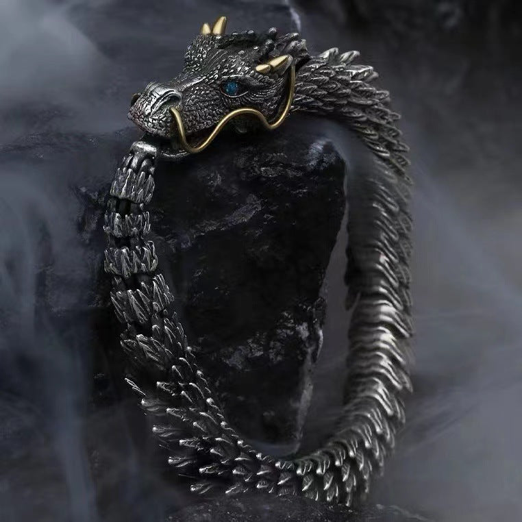 🐉 Men's 3D Gothic Dragon Bracelet — Vintage Dragon-Motif Wrap Bracelet