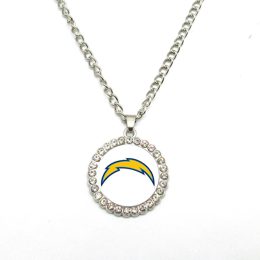 🏈NFL 32-Team Round Rhinestone-Accented Time Gem Necklace📿🍀