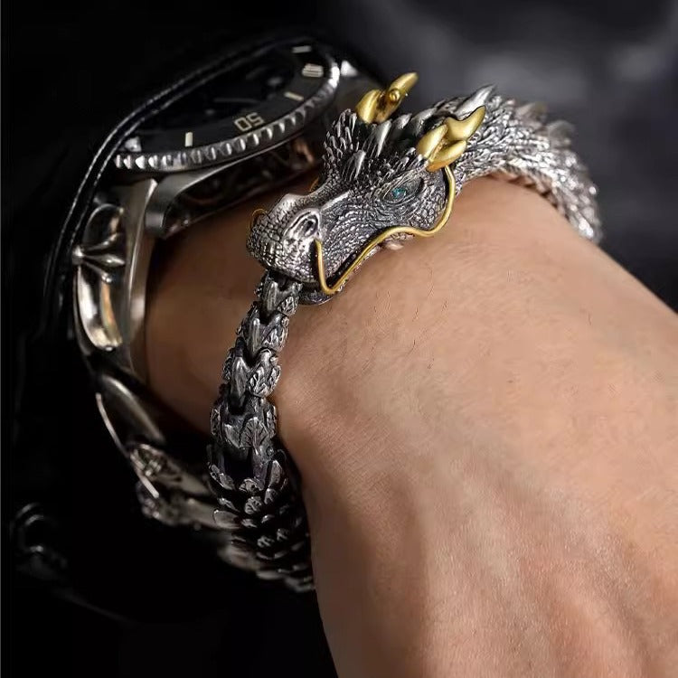 🐉 Men's 3D Gothic Dragon Bracelet — Vintage Dragon-Motif Wrap Bracelet