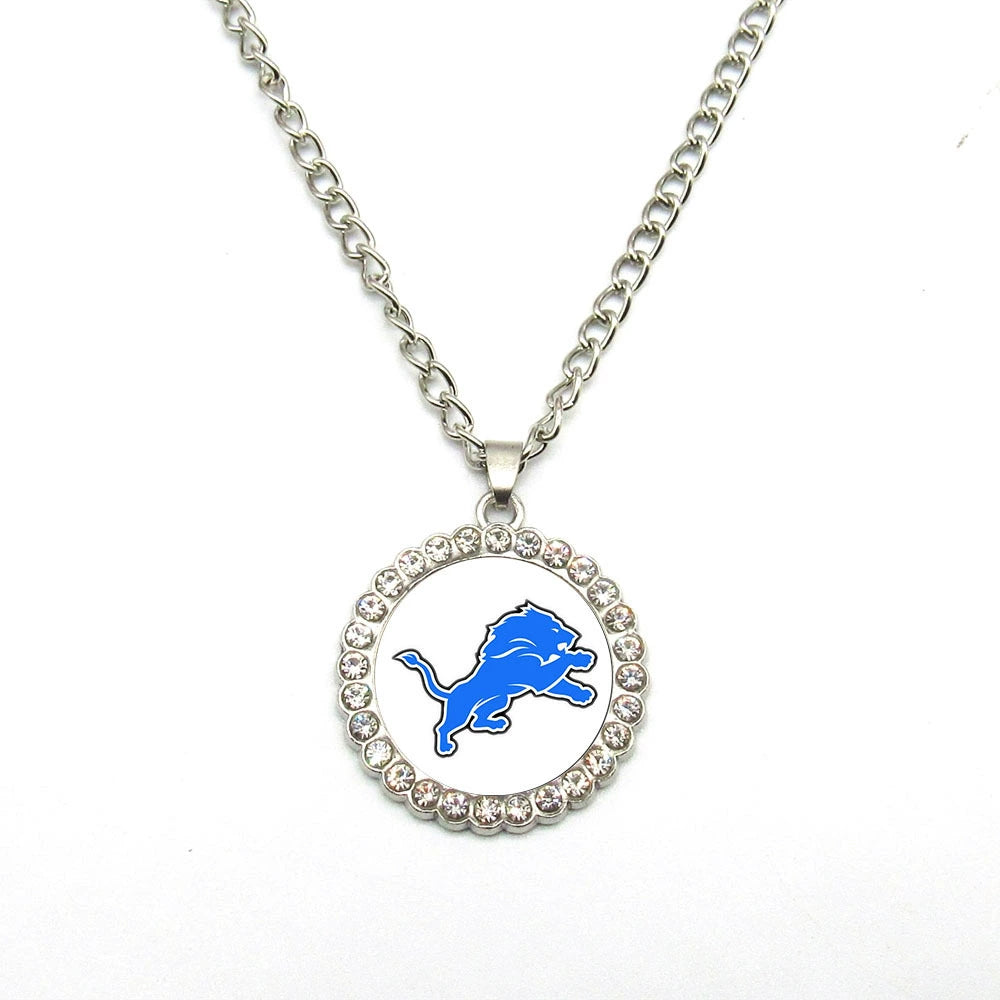 🏈NFL 32-Team Round Rhinestone-Accented Time Gem Necklace📿🍀