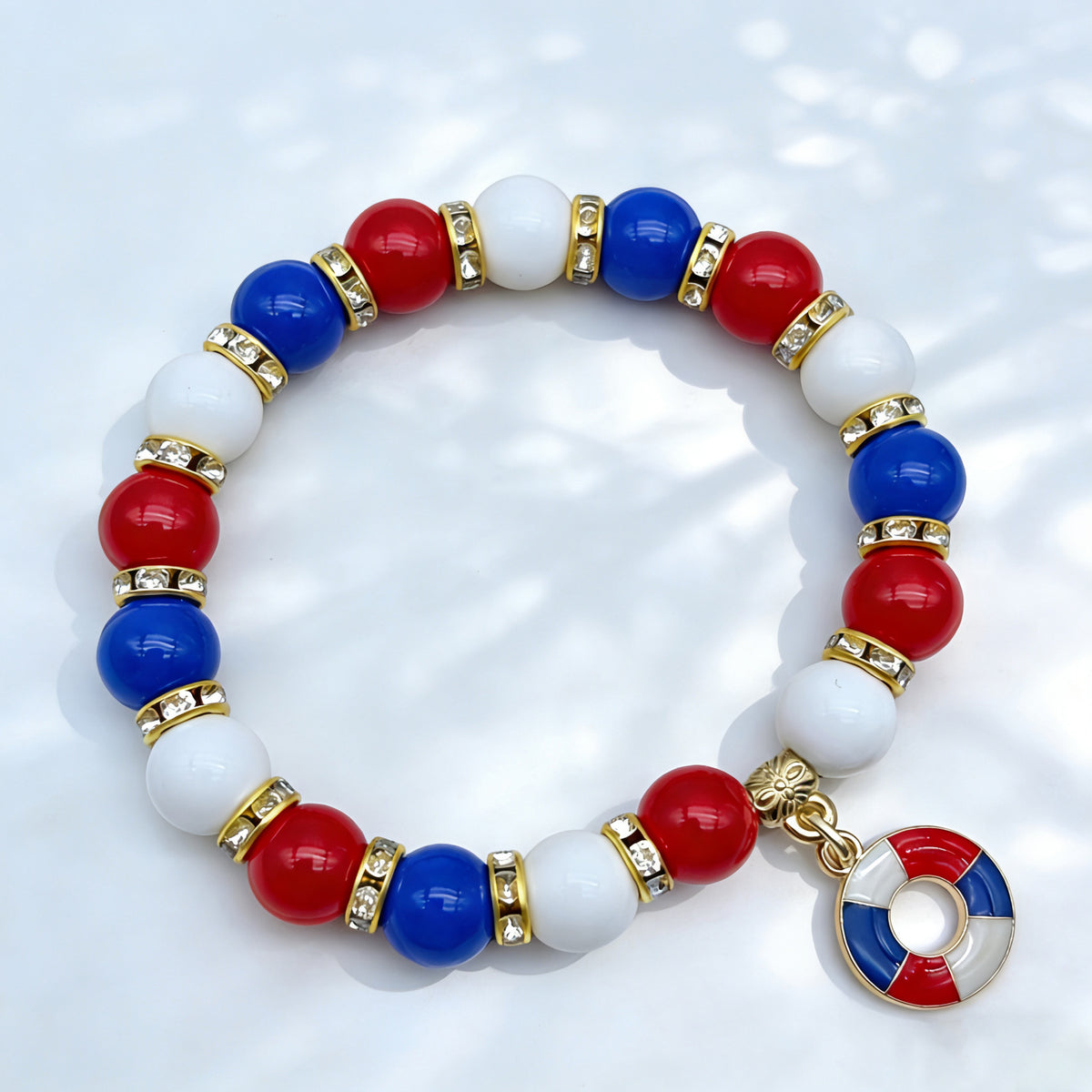 🦅USA commemorative bracelet (set with red, white, and blue gemstones)📿🍀