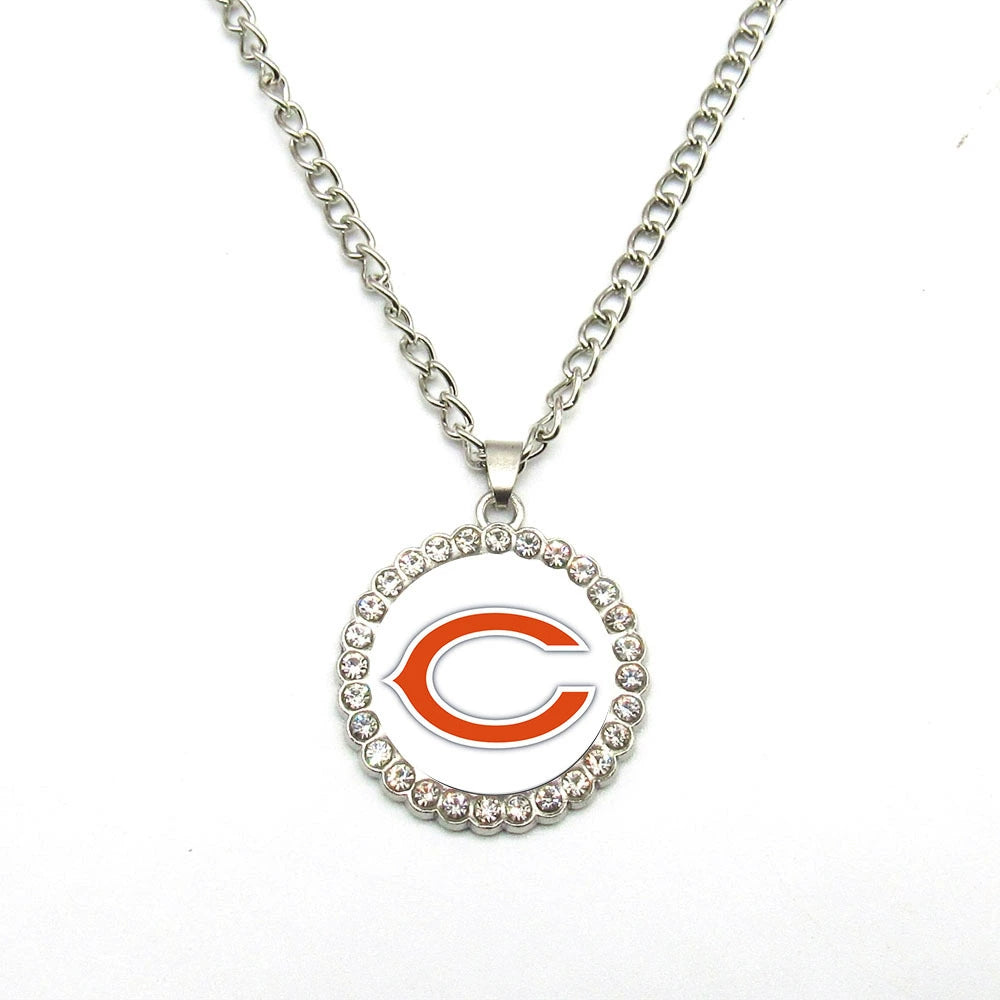 🏈NFL 32-Team Round Rhinestone-Accented Time Gem Necklace📿🍀