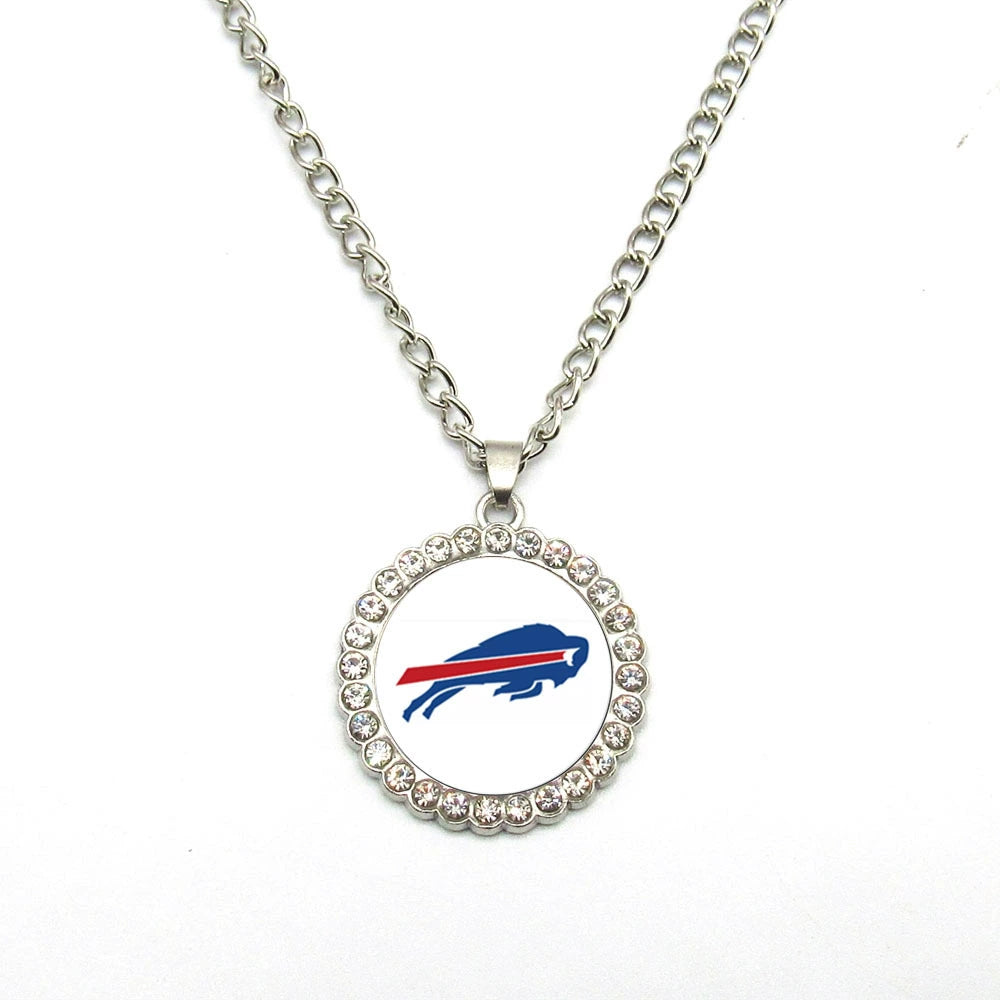 🏈NFL 32-Team Round Rhinestone-Accented Time Gem Necklace📿🍀