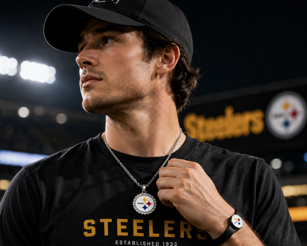 🏈NFL 32-Team Round Rhinestone-Accented Time Gem Necklace📿🍀